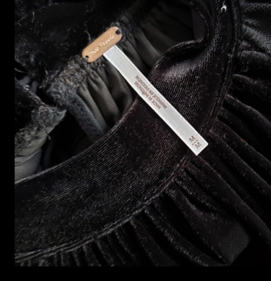 FREE PEOPLE EYELASH BLACK VELVET BLOUSE, M, L - Picture 12 of 14